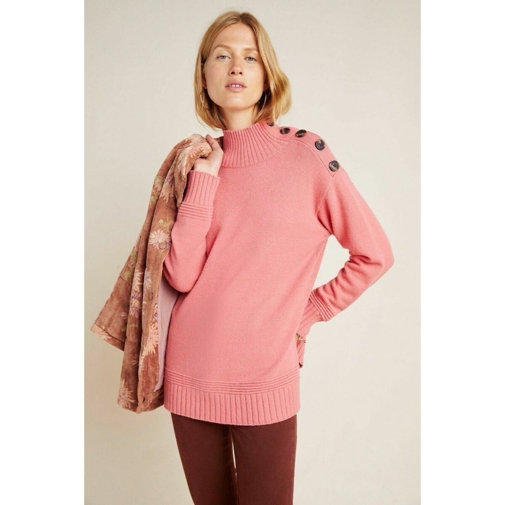 Anthropologie Margarita Mock Neck Tunic - Coral